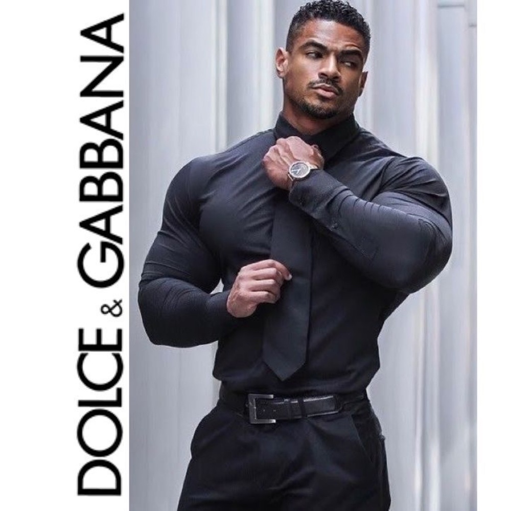 Dolce & Gabbana Stretch Black Long Sleeve Shirt 15.5 neck EU 39 Vintage Cotton
